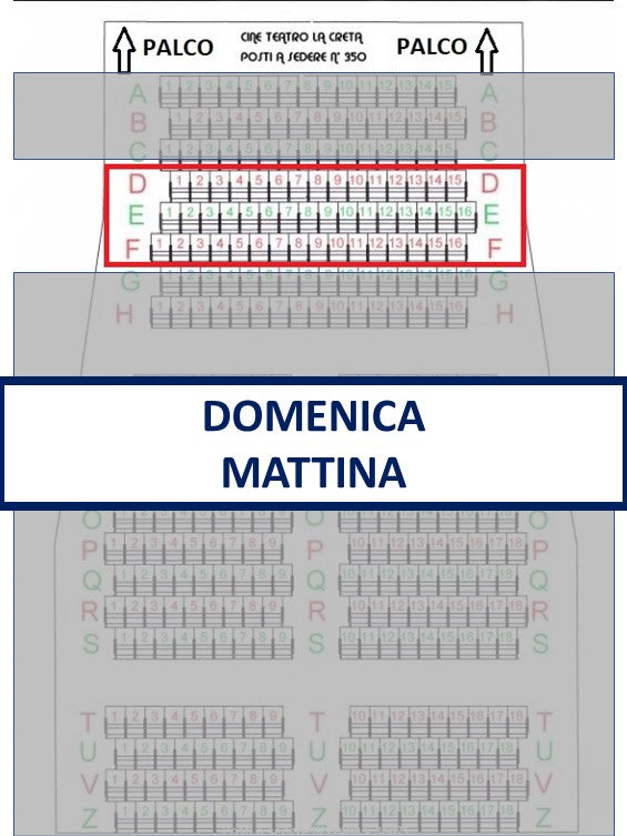 Spettacolo Domenica 17 Maggio 2026 inizio ore 11.30 - Posto a sedere Fila dalla D alla F