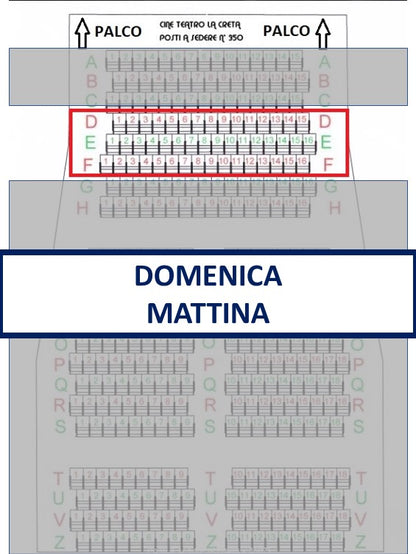 Spettacolo Domenica 17 Maggio 2026 inizio ore 11.30 - Posto a sedere Fila dalla D alla F