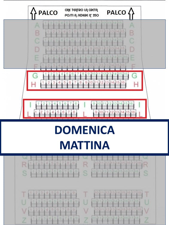 Spettacolo Domenica 17 Maggio 2026 inizio ore 11.30 - Posto a sedere Fila dalla G alla L