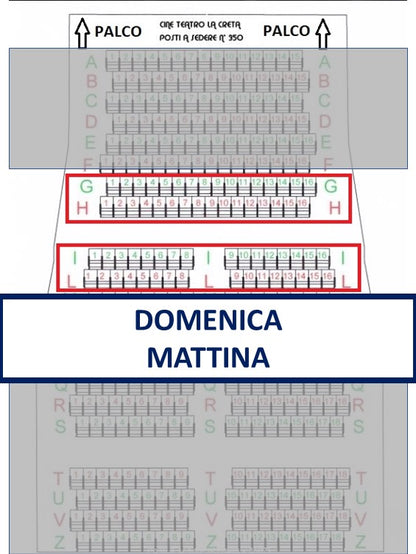 Spettacolo Domenica 17 Maggio 2026 inizio ore 11.30 - Posto a sedere Fila dalla G alla L