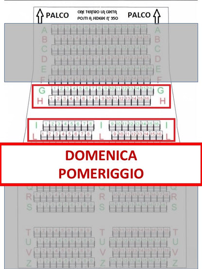 Spettacolo Domenica 17 Maggio 2026 inizio ore 17.20 - Posto a sedere Fila dalla G alla L