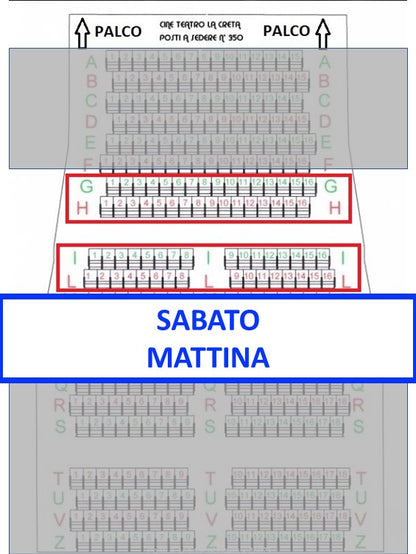 Spettacolo Sabato 16 Maggio 2026 inizio ore 11.30 - Posto a sedere Fila dalla G alla L