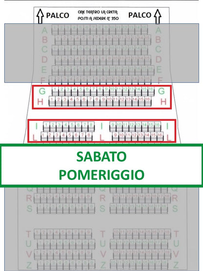 Spettacolo Sabato 16 Maggio 2026 inizio ore 17.40 - Posto a sedere Fila dalla G alla L