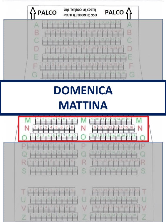 Spettacolo Domenica 17 Maggio 2026 inizio ore 11.30 - Posto a sedere Fila dalla M alla O