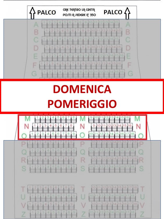 Spettacolo Domenica 17 Maggio 2026 inizio ore 17.20 - Posto a sedere Fila dalla M alla O